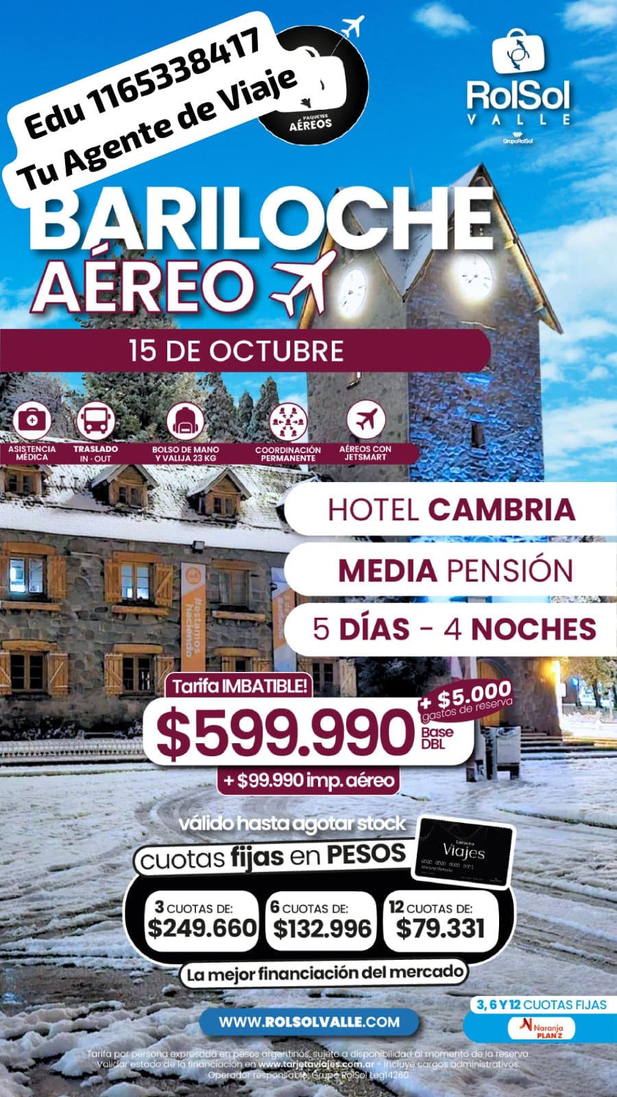 BARILOCHE (AEREO) 15 DE OCTUBRE 2026